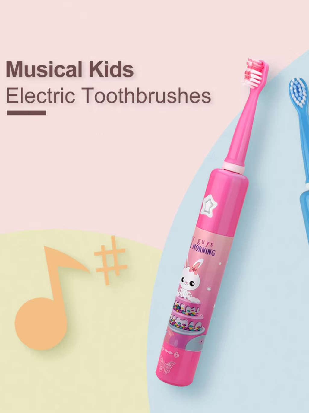 KIDS ELECTRIC MUSICAL TOOTHBRUSH (WITH 2 BRUSH HEADS)